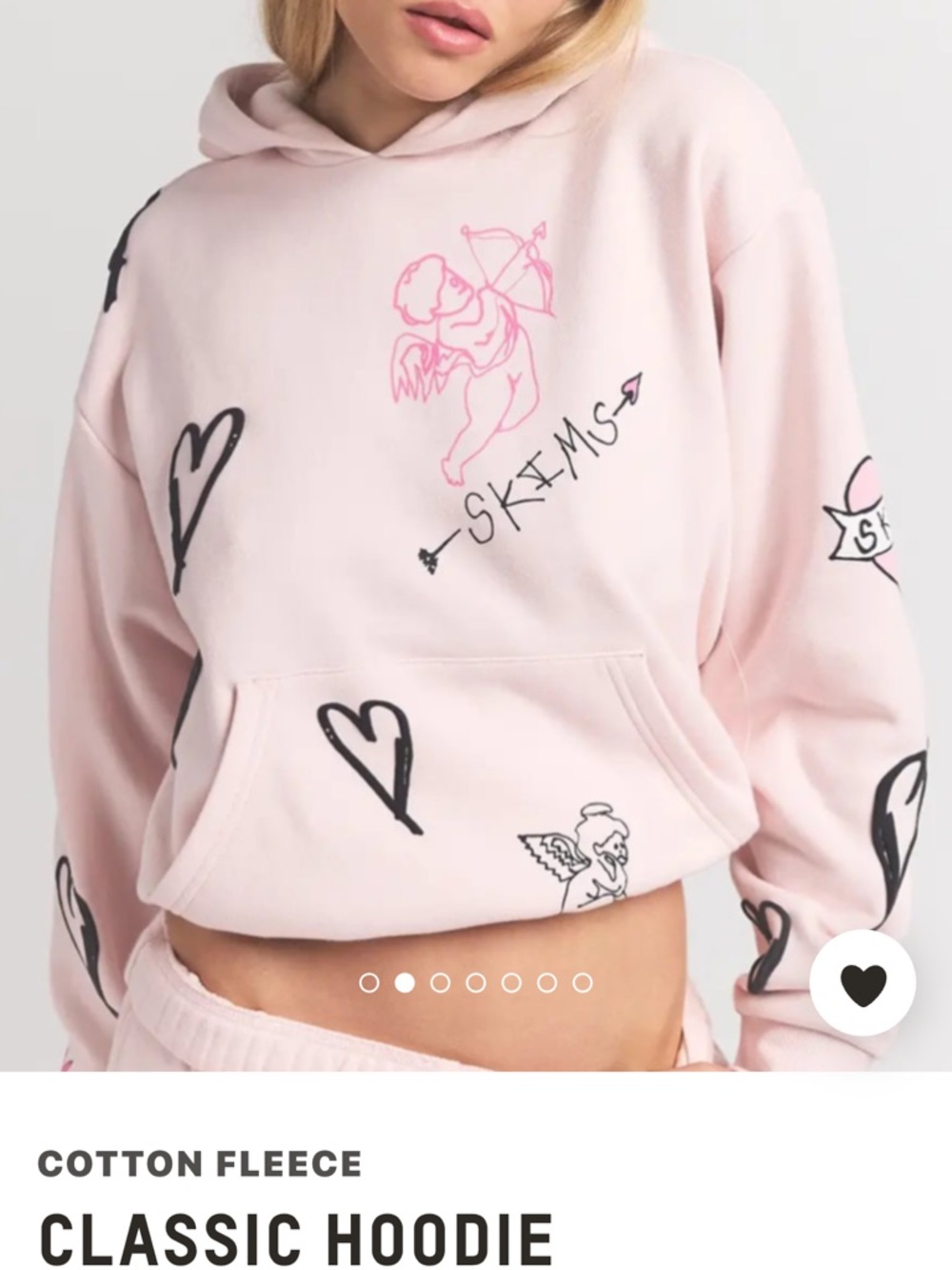 SKIMS Blush Pink Graphic Cotton-Fleece Hoodie